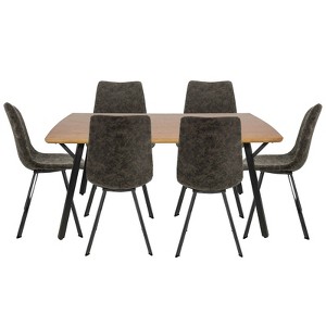 LeisureMod Ravenna 7-Piece Dining Set, 1 Y-Shape Legs Table 6 Dining Chairs - 1 of 4