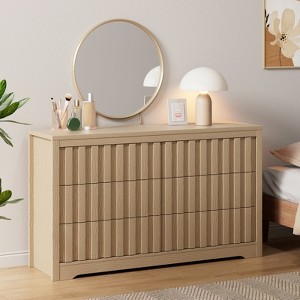 Fluted 6-Drawer Dresser – Modern  Wooden Chest for Bedroom, Living Room & Hallway - 1 of 4