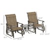 3-Piece Outdoor Gliders Set Bistro Set with Steel Frame, Tempered Glass Top Table for Patio, Garden - 3 of 4