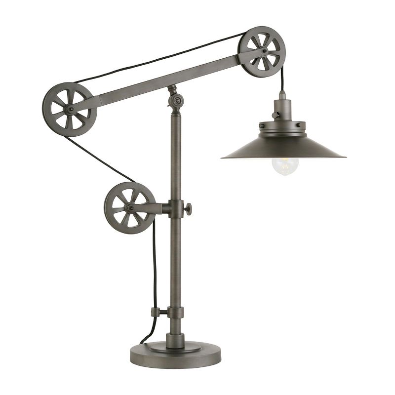 Hampton & Thyme 29" Tall Wide Brim/Pulley System Table Lamp with Metal Shade, 1 of 11