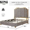 AMERLIFE Upholstered Bed, Modern Velvet Bed Frame with 61.4" Tall Gold Trim Headboard - 3 of 4