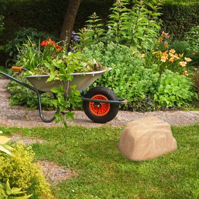 Sand Polyresin Low-Profile Garden Rock Cover with Stakes