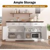 Angel Sar 63'' Farmhouse Sideboard Buffet Cabinet with Storage, Fluted Kitchen Cabinet with 4 Doors, 3 Drawers & 2 Adjustable Shelves, White - 4 of 4