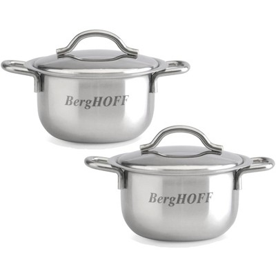 BergHOFF 2Pc 18/10 Stainless Steel 2.5" Condiment Canister Set