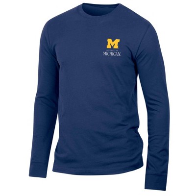 Ncaa Michigan Wolverines Men's Long Sleeve Suede T-shirt : Target