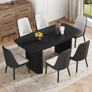 7-Piece Dining Set with MDF Table and 6 Chairs with PU Cushions - 1 of 4