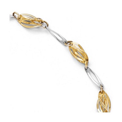 Black Bow Jewelry 14k Two Tone Gold 5mm Polished Fancy Twisted Link Anklet, 10 Inch