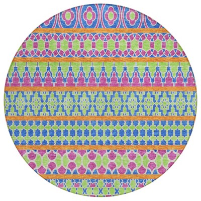 Blush Blue And Lime Green Quatrefoil Washable Indoor Outdoor Area Rug