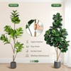 Artificial Fiddle Leaf Fig Tree in Grey Pot, Realistic Faux Ficus Lyrata with 108 Leaves & Weighted Cement Base for Indoor Home Office Decor - 3 of 4