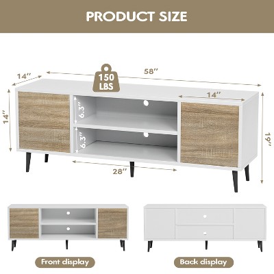 LACOO 58" Modern Simplicity TV Stand Media Console Fits TV's up to 65" - Scandi White