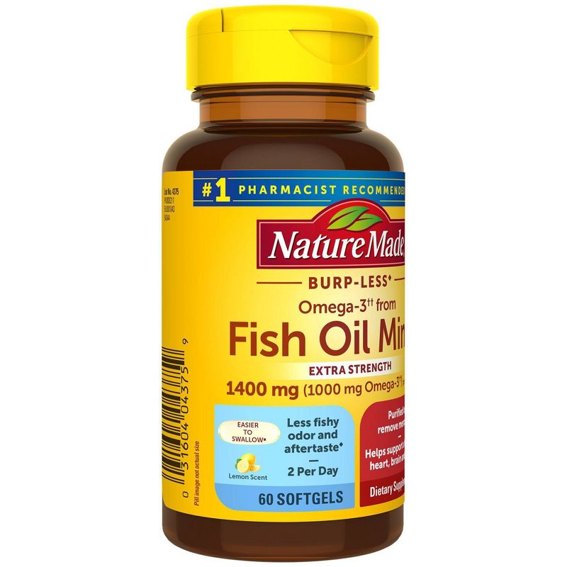 Nature Made Fish Oil Minis Extra Strength Burp-less 1400mg Softgels with 1000mg Omega 3 - 60ct, 4 of 11