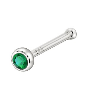 Jewelry Avalanche 22G 14K Gold Bezel-set Emerald Ball-end Nose Stud - 1 of 3