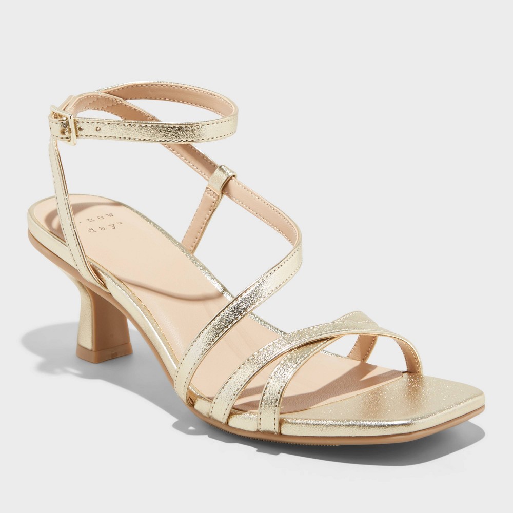 Women's Irena Strappy Heels - A New Day™ Gold 8.5