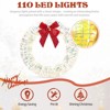 SEVOBAL Wreaths 24in Iridescent Outdoor Christmas Wreath Decoration Metal Wreath with Red Bow for Indoor Outdoor Holiday Party, White, 24"*5"*24" - 2 of 4