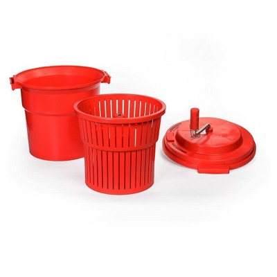 Red Heavy-Duty Plastic 5 Gallon Salad Spinner with Brake System