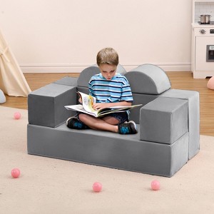 Multi-color Kids Couch, 6pcs Play Couch with Washable and Durable Covers Foam Modular Play Couch Convertible Sofa for Kindergarten Playroom Bedroom - 1 of 4