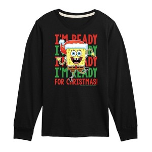 Boys' - SpongeBob SquarePants - I'm Ready For Christmas Long Sleeve Graphic T-Shirt - 1 of 4