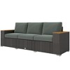 Outsunny Thick Cushioned 3-Seater Outdoor Sofa, Wood Grain Wide Armrests, Patio Couch, Dark Gray - image 4 of 4