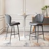 Faux Leather Barstool 43.7" H in Vintage Gray Finish with Black Steel Legs by Zuo Modern - 2 of 4