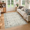 Washable Vintage  Medallion Rug Non Slip Low Pile Rug Soft RetroThrow Floor Cover Foldable Indoor Carpet for Living Room Bedroom Playroom Nursery - 3 of 4
