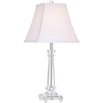 Vienna Full Spectrum Traditional Table Lamp 25" High Crystal Glass Column White Square Bell Shade for Living Room Family Bedroom Bedside