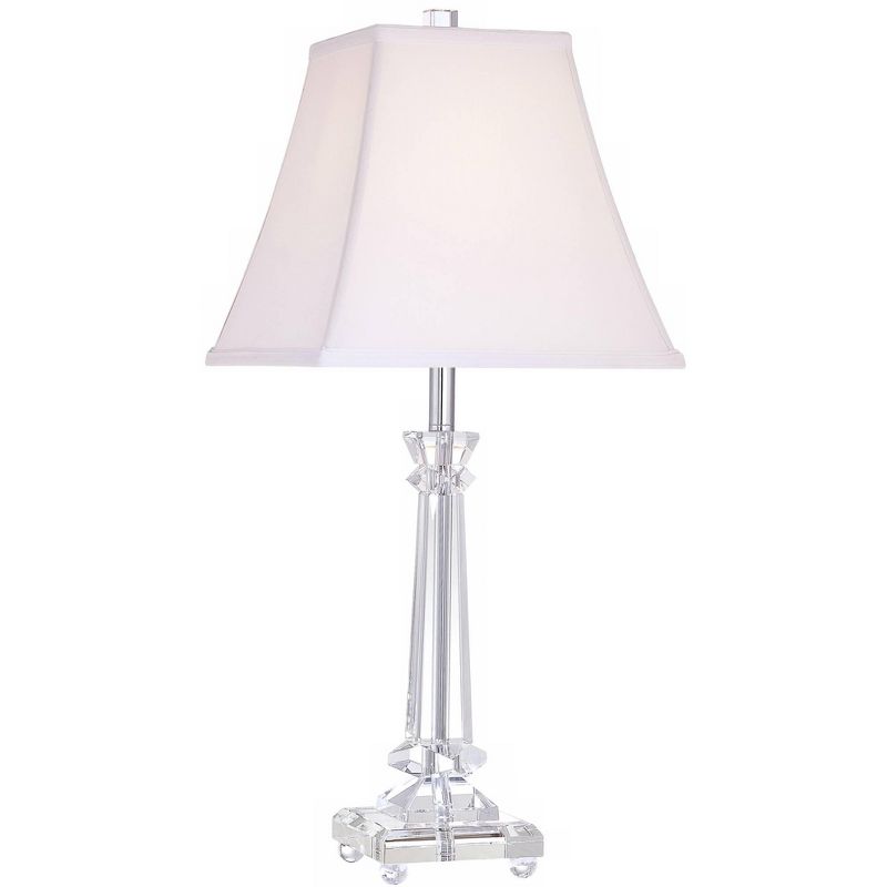 Vienna Full Spectrum Traditional Table Lamp 25" High Crystal Glass Column White Square Bell Shade for Living Room Family Bedroom Bedside, 1 of 10