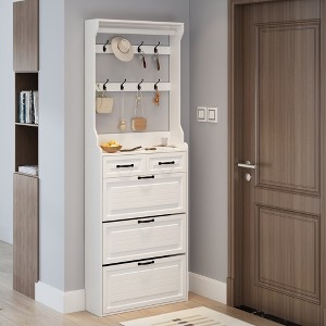 HDZNVF White Color Shoe Cabinet With 3 Doors 2 Drawers With Hanger, Large Space For Storage - 1 of 4