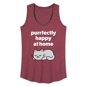 Women's - Instant Message - Purrfectly Happy At Home Cat Graphic Racerback Tank - 1 of 4