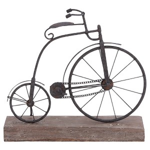 Vintage Reflections Rustic Iron and Wood Penny-Farthing Model Bicycle (14") - Olivia & May: Antique-Inspired Tabletop Sculpture - 1 of 4
