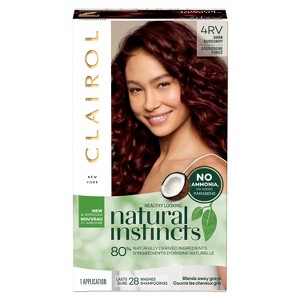 Clairol Natural Instincts Non-Permanent Hair Color - 4RV Dark Burgundy, Rich Plum - 1 kit, 4RV Dark Red