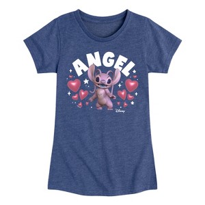 Girls' - Lilo and Stitch - Angel Experiment 624 Hearts Fitted Short Sleeve Graphic T-Shirt - 1 of 4