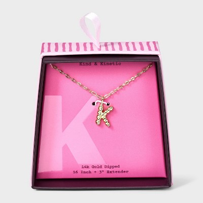 14K Gold Dipped Twisted Bubble Initial Necklace - A New Day™ Gold
