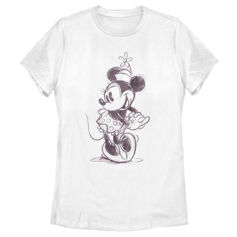 Women's Mickey & Friends Minnie Mouse Vintage Sketch T-Shirt - White - 2X  Large