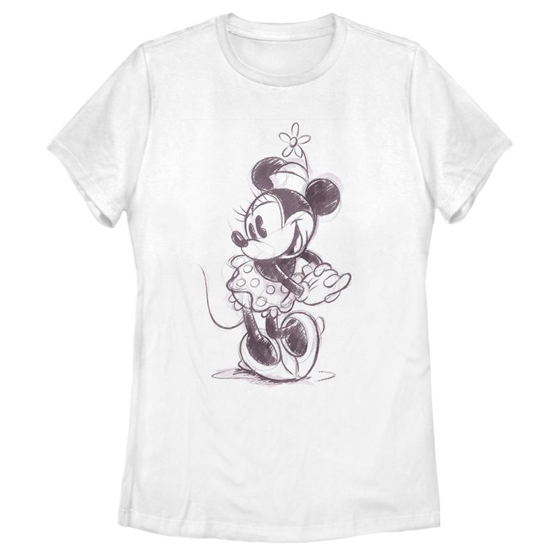 Women's Mickey & Friends Minnie Mouse Vintage Sketch T-Shirt, 1 of 5