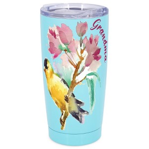 Elanze Designs Nana Watercolor Bird Flower Family Love Wrap-Around Design 20 Ounce Stainless Steel On-The-Go Coffee Mug, Thermal Travel Tumbler with - 1 of 4