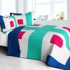 Slickblue Handmade Full/Queen Quilt Set, Soft Geometric Pattern, 2 Shams, TC Fabric, Design 1/2 - 4 of 4