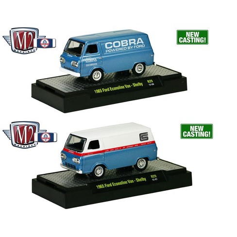 Detroit Muscle 1965 Ford Econoline Vans Set Of 2 Shelby Release 29 S With Cases 164 Diecast Models By M2