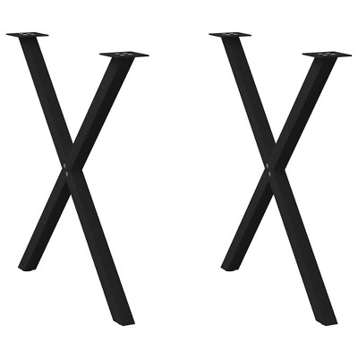 vidaXL Dining table legs 2 pcs X-shaped 80x(72-73) cm steel black