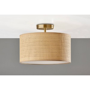 Harvest Flush Mount Antique Brass - Adesso: ETL Listed, 1-Light, Drum Shade, No Assembly Required - 1 of 2