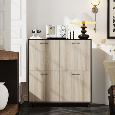 Famapy 4-Door Decorative Storage Cabinet with Sturdy Metal Legs