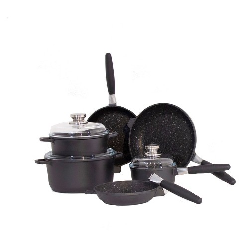 BergHOFF Stone 11Pc Non-stick Cookware Set With Glass Lids