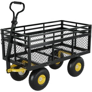 Steel Garden Wheelbarrow - Convertible Wheelbarrow, Foldable Sides, Quick-Release Hinges, Heavy Duty, Corrosion-Resistant Frame - 1 of 4