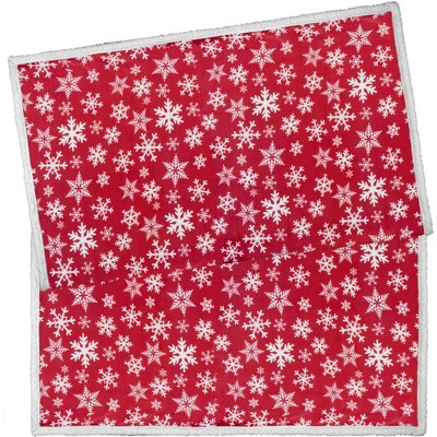 Red Snowflake Reversible Fleece Sherpa Christmas Blanket