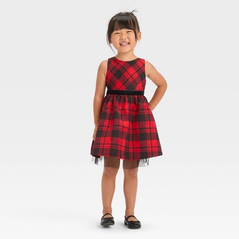 Toddler Girls' Plaid Dress - Cat & Jack™ Red 18m : Target