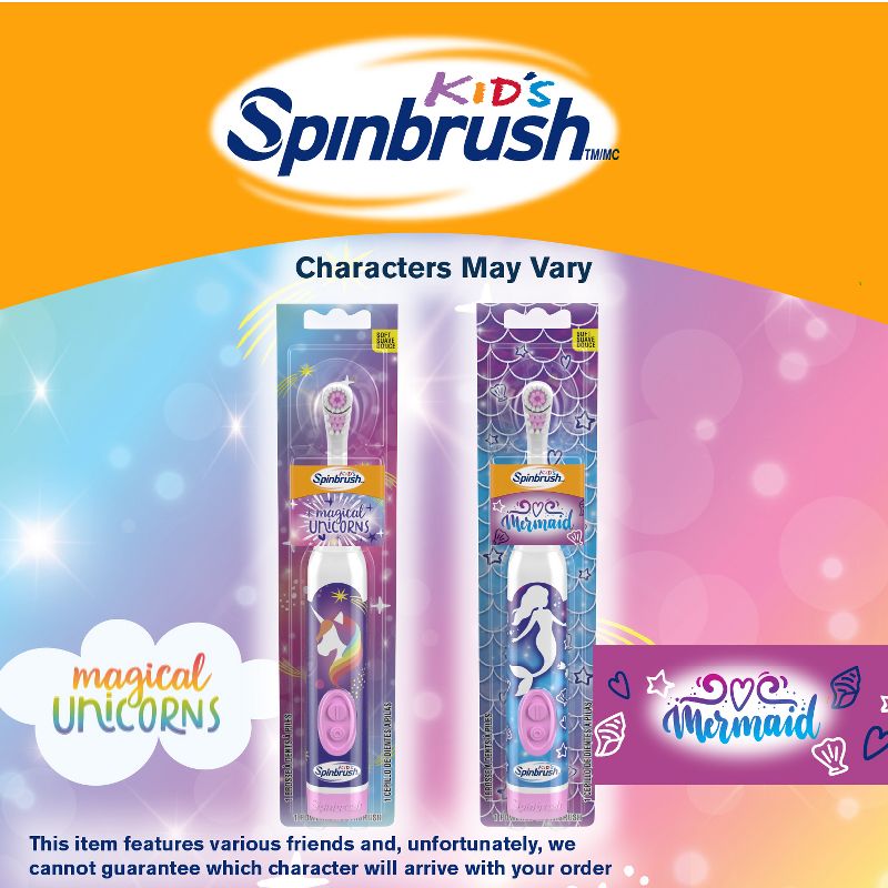 Spinbrush Mermaid &#38; Unicorn Kids Battery Electric Toothbrush, 4 of 11