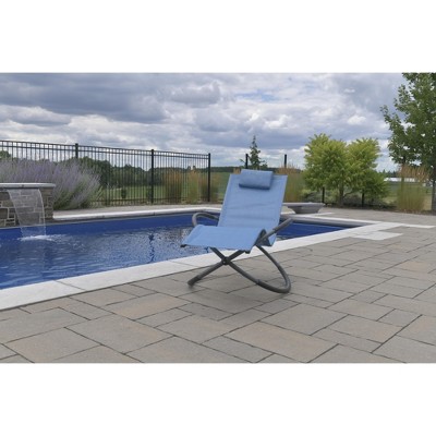 Blue Powder Coated Steel Orbital Rocking Lounger with Cushions