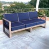 Courtyard Casual Driftwood Gray Teak Modern North Shore Outdoor Three Seater Sofa with Cushions - 2 of 4