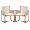 Patio Accent Chair Set Of 2,Modern Arm Chair With Rope Design Back And Acacia Wood Legs,Outdoor Furniture -Maison Boucle - 3 of 4