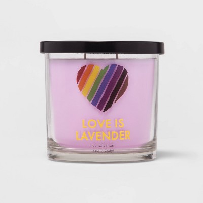 14oz Lidded Glass Jar 2-Wick Love Is Lavender Candle - Pride
