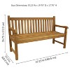 Sunnydaze Outdoor Solid Teak Wood with Light Stained Finish Patio Garden Bench Seat - 60" - Light Brown - 4 of 4